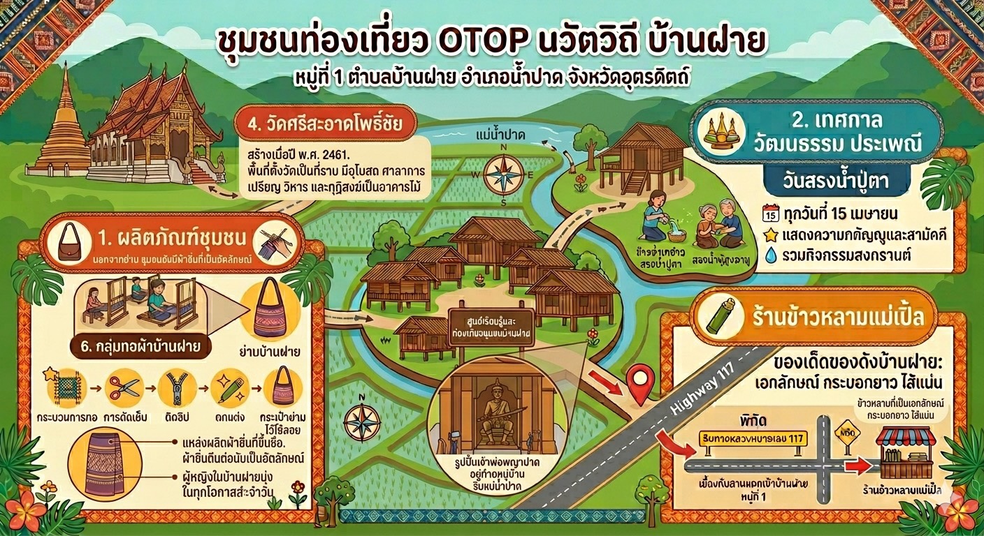 📢สพอ.น้ำปาด ประชาสัมพันธ์เชิญชวนท่องเที่ยว OTOP นวัตวิถี บ้านฝาย หมู่ที่ 1 ตำบลบ้านฝาย อำเภอน้ำปาด จังหวัดอุตรดิตถ์
