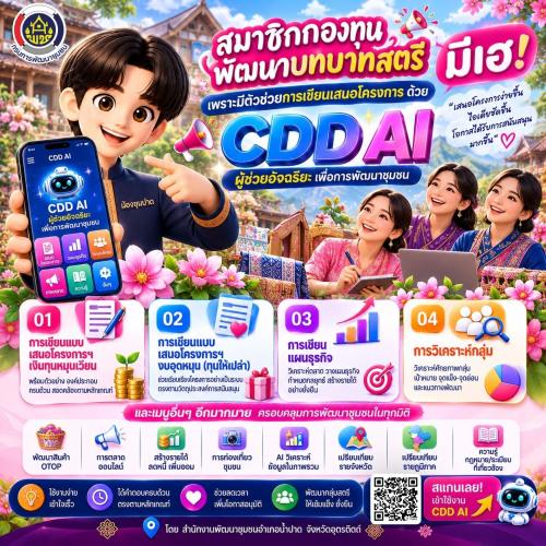 “น้องขุนปาด” ชวนสมาชิกกองทุนพัฒนาบทบาทสตรี ใช้ CDD AI  ผู้ช่วยอัจฉริยะ วิเคราะห์กลุ่ม วางแผน และเขียนโครงการ